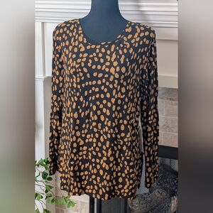 Chico's Black and Brown Patterned Long Sleeve Top